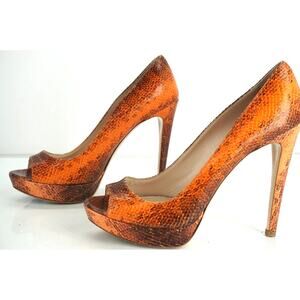 Miu Miu Snake Leather Peep Toe Platform Pumps size 38.5 New $670 Women's